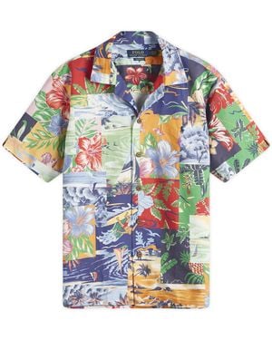 Polo Ralph Lauren Patchwork Beach Vacation Shirt - Blue