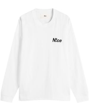 N!CE Logo Long Sleeve T-Shirt - White