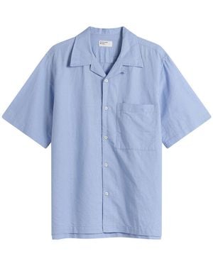 Universal Works Linen Cotton Camp Shirt - Blue