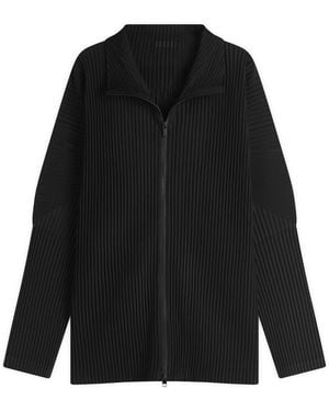 Homme Plissé Issey Miyake Pleated Zip Track Top - Black