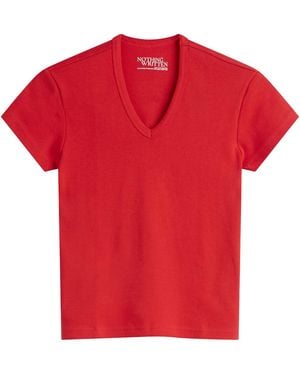 NOTHING WRITTEN 90S V Neck T-Shirt - Red