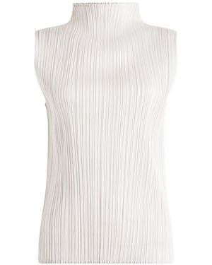 Pleats Please Issey Miyake Pleated High Neck Top - White