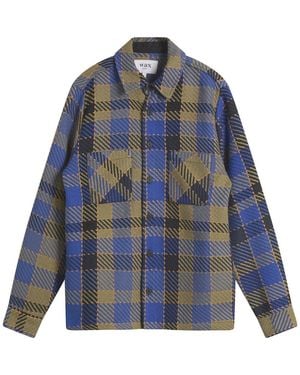 Wax London Whiting Pike Check Overshirt - Blue