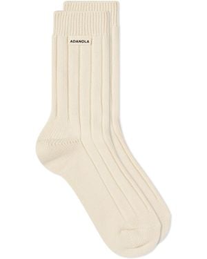 ADANOLA Chunky Cotton Rib Socks - Natural