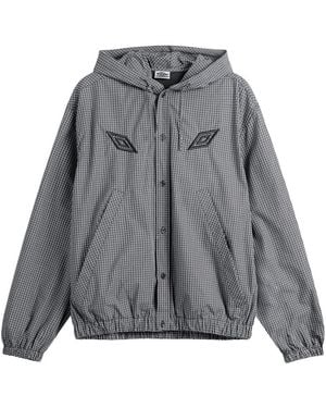 Umbro by Slam Jam Gingham Masked Hooded Shirt Jacket - Grey