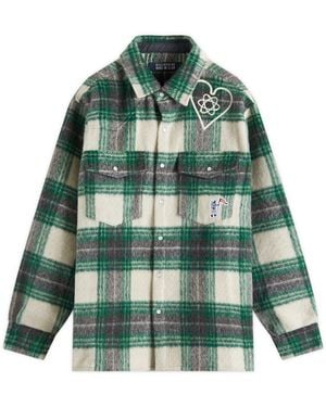 BBCICECREAM Heart & Mind Check Overshirt - Green