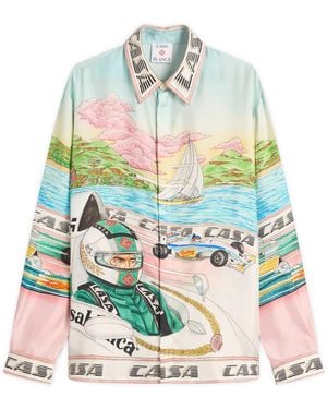 CASABLANCA Classic Long Sleeve Patterned Silk Shirt - Green