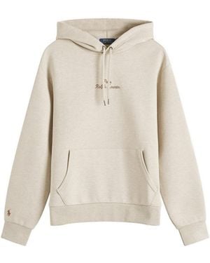 Polo Ralph Lauren Double Knit Embroidered Script Logo Hoodie - Natural