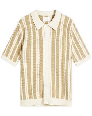 NN07 Jackie Stripe Knitted Polo Shirt - Natural
