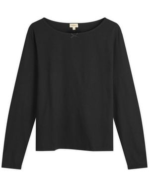 DONNI. Jersey Bow Long Sleeve Top - Black