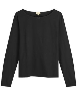 DONNI. Jersey Bow Long Sleeve Top - Black