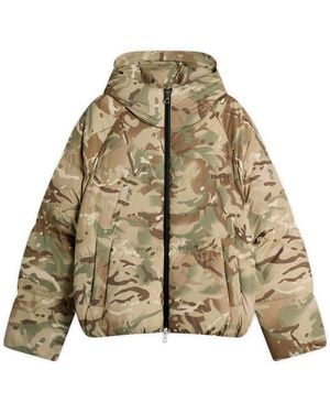 Cole Buxton Camo Hooded Down Jacket - Green