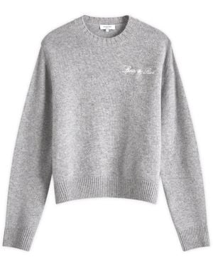 Sporty & Rich Vendome Script Cashmere Crewneck - Grey