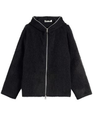 Our Legacy Hairy Wool Full Zip Hooded Jacket - Black