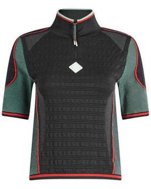 CASABLANCA Seamless Half Zip Top - Black