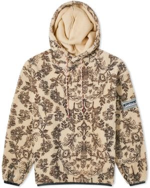 Aries Floral Oversized Fleece Hoodie - Brown