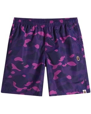 A Bathing Ape Colour Camo One Point Beach Shorts - Blue