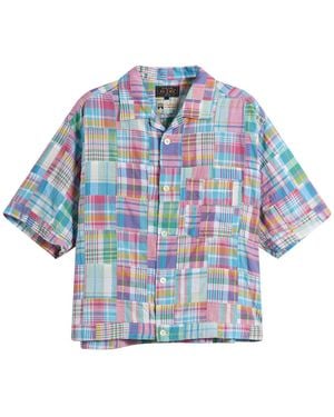 Beams Plus Patchwork Madras Cabana Shirt - Blue