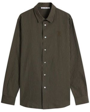 Acne Studios Sarow Long Sleeve Poplin Stripe Shirt - Green