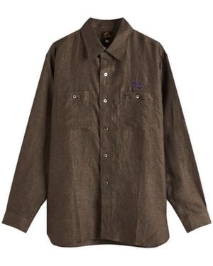Needles Linen Chambray Work Shirt - Brown