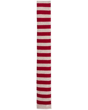 Damson Madder Stripe Skinny Scarf - Red