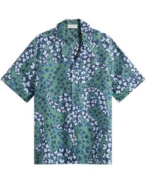 Lanvin Rateau Print Silk Bowling Shirt - Blue