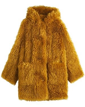 Stand Studio Midi Faux Fur Coat - Yellow