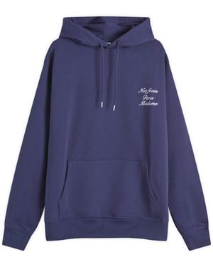 Drole de Monsieur Cotton Terry Calligraphy Hoodie - Blue