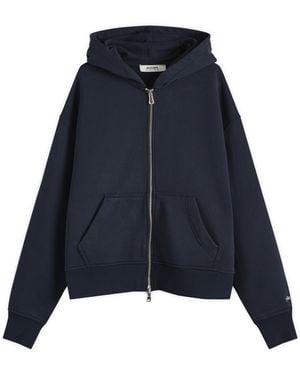 About Blank Chain Stitch Zip Hoodie - Blue