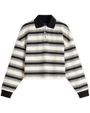 Amiri Ma Stripe Oversized Polo Top - Black