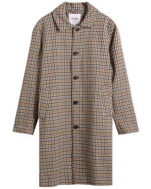 Wax London Stan Houndstooth Check Coat - Brown