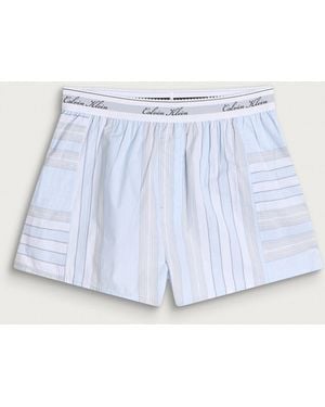 Calvin Klein Poplin Script Shorts - Blue