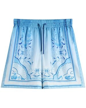 CASABLANCA Egyptian Rug Silk Shorts - Blue