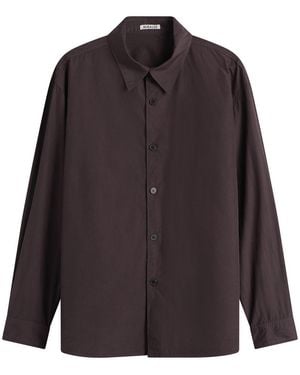 AURALEE Garment-Dyed Shuttle Weather Shirt - Brown
