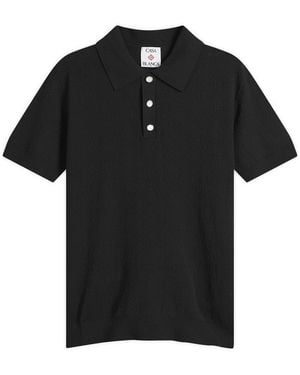CASABLANCA Pointelle Monogram Polo - Black