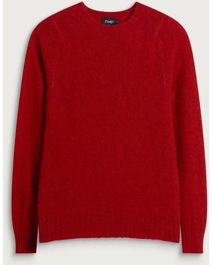 Drake's Brushed Shetland Crew Neck Jumper - Red