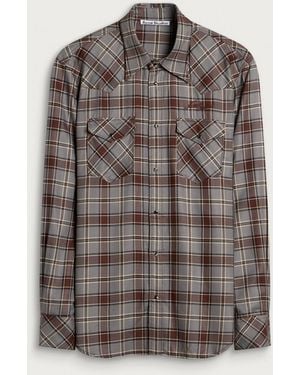 Acne Studios Surrow Check Flannel Long Sleeve Shirt - Brown