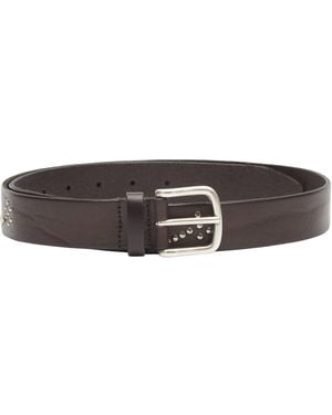 Anderson's Andersons Narrow Stud Trimmed Leather Belt - Brown