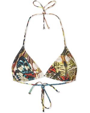 Jean Paul Gaultier Butterfly Print Bikini Top - Green