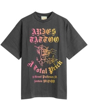 Aries Faded Tattoo Shop T-Shirt - Grey