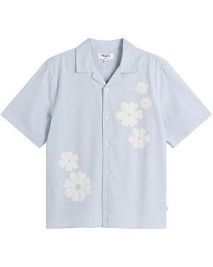 Wax London Didcot Applique Flowers Vacation Shirt - Blue