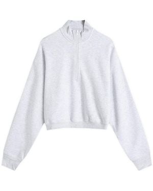 Skims Cotton Fleece Cropped Half Zip - White