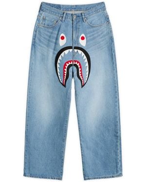A Bathing Ape Shark Loose Fit 13Oz Jeans - Blue