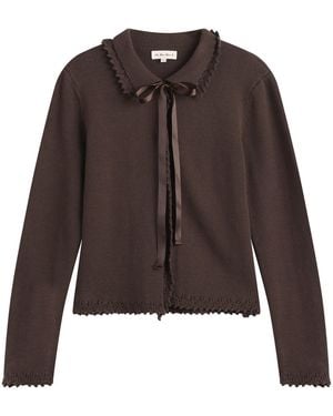 My Mum Made It Lace Knit Cardigan - Brown