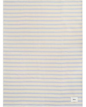 Tekla Striped Lambswool Blanket - White