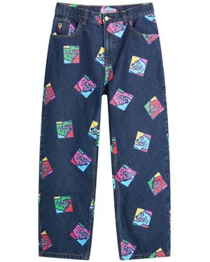 ICECREAM Running Dog Tile Loose Straight Jeans - Blue
