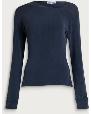 Peachy Den Cupro Balloon Sleeve Top - Blue
