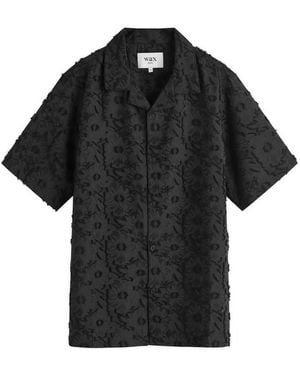 Wax London Didcot Floral Textured Vacation Shirt - Black