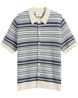 NN07 Nolan Stripe Polo Cardigan - Blue