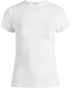 ADANOLA Stretch Cotton Crewneck Top - White